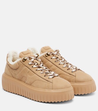 H-Stripes shearling-lined suede sneakers | Hogan