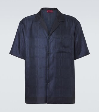 Interlocking G silk twill bowling shirt | Gucci