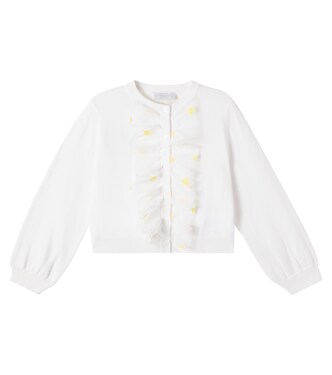 كارديغان من القطن بكشكشة ونقشة الورود | Stella McCartney Kids