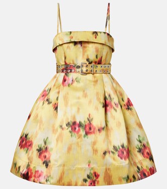 Pleated printed satin minidress | Ganni