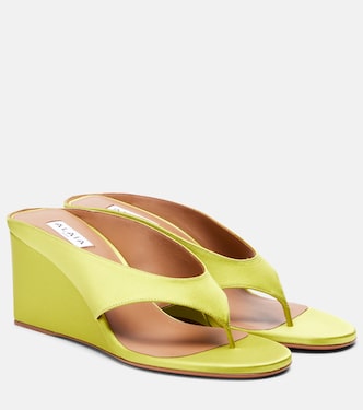 Cube satin wedge thong sandals | Alaïa
