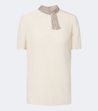 Embellished silk crêpe de chine top | Valentino