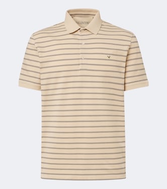 VGold striped cotton polo shirt | Valentino
