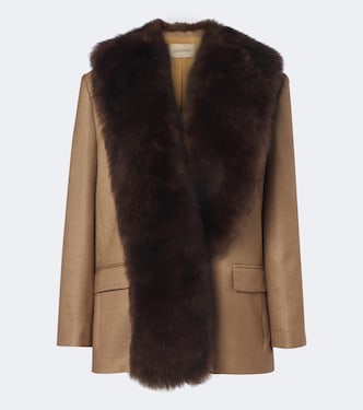 Shearling-trimmed silk and wool jacket | Valentino Garavani