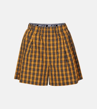 Shorts a quadri in cotone | Miu Miu