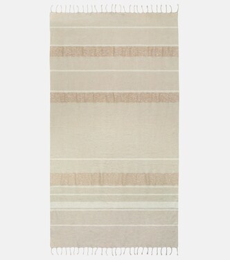 Fringed linen-blend lamé throw | Brunello Cucinelli