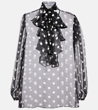 Polka-dot bow-detail silk chiffon blouse | Dolce&Gabbana