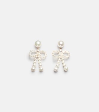 Bow 14kt gold drop earrings with freshwater pearls | Sophie Bille Brahe