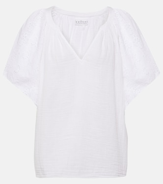 Tish embroidered cotton top | Velvet