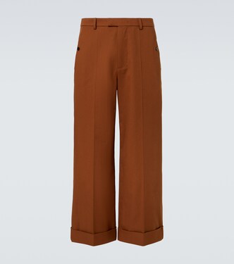 Cropped cotton gabardine wide-leg pants | Valentino