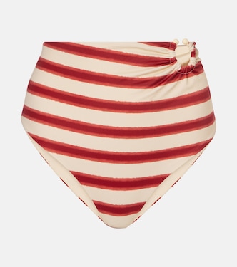 Striped high-rise bikini bottoms | Johanna Ortiz
