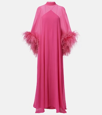 Penelope feather-trimmed silk kaftan | Taller Marmo