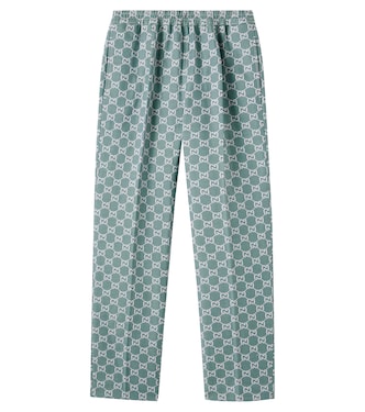 Pantalones rectos de algodón con GG y pata de gallo | Gucci Kids