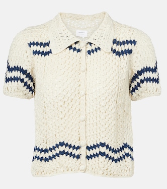 Nautical chevron crochet cotton shirt | Anna Kosturova