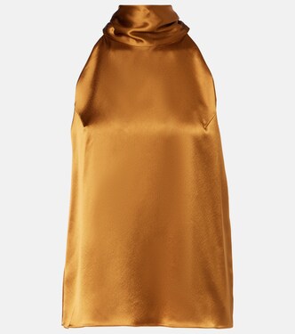 Sienna halterneck satin top | Galvan