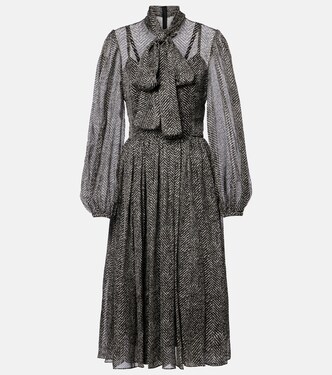 Chevron tie-neck silk-blend midi dress  | Dolce&Gabbana