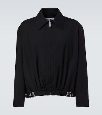 Belted leather-trimmed wool blouson | Loewe
