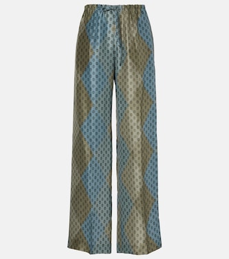 Printed silk satin straight pants  | Dries Van Noten