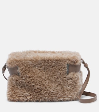 Clutch Small aus Shearling mit Leder | Brunello Cucinelli