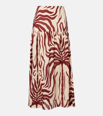Gathered printed linen maxi skirt | Johanna Ortiz