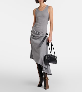 loewe silver dress Loewe Silver Jersey Draped Cut-Out Maxi Dress S Loewe