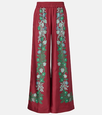 Floral silk twill palazzo pants | La DoubleJ