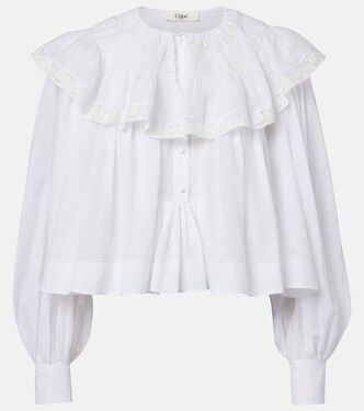 Blusa de gasa de algodón con encaje | Chloé