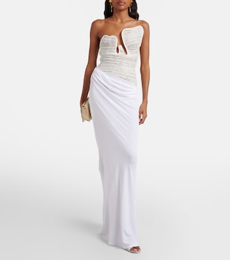 Salacia ruched lace and jersey gown in white - Christopher Esber