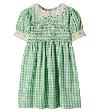 Tilia checked smocked cotton dress | Bebe Organic