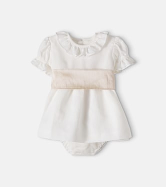 Baby Vega linen and cotton dress and bloomers set | La Coqueta