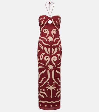 Leda printed halterneck linen maxi dress | Cala de la Cruz