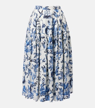 Falda midi de popelín floral | Erdem