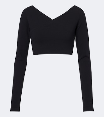 Cotton-blend crêpe wrap top | Alaïa