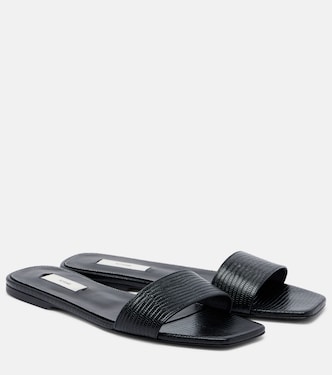 Lizard-effect leather slides | Toteme