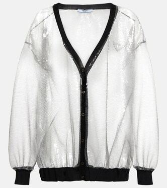 Cardigan aus Tüll mit Pailletten | Prada
