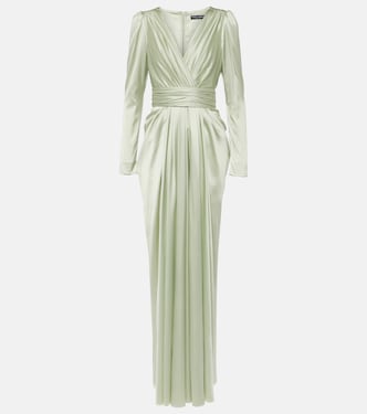 Gathered front-slit silk-blend gown | Dolce&Gabbana