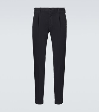 Pleated cotton tapered pants | Slowear