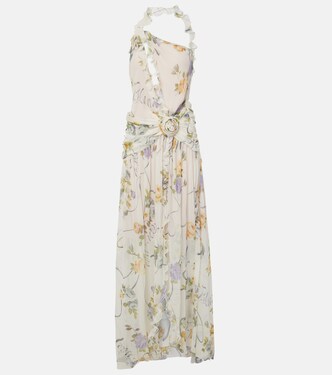 Robe longue en soie à fleurs | Blumarine