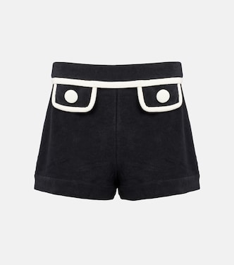 High-rise cotton-blend terry shorts | Adriana Degreas