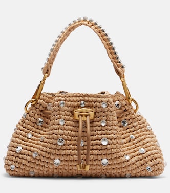 Borsa Cinch Small in rafia con decorazioni | Jimmy Choo