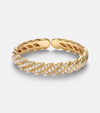 Sculpted Cable Flex® 18kt gold bracelet with diamonds | David Yurman