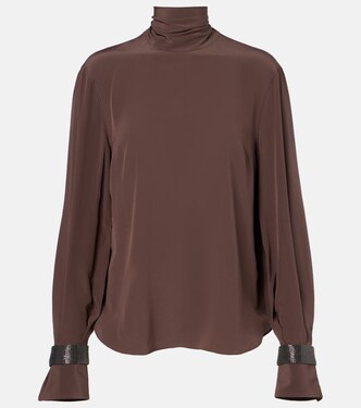 Monili turtleneck silk blouse | Brunello Cucinelli