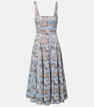 Wells floral cotton poplin midi dress | Staud