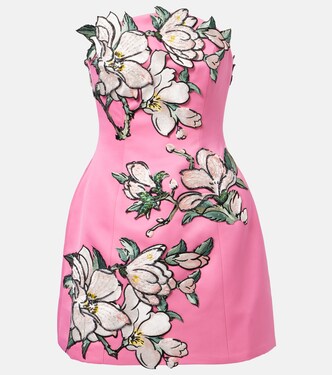 Floral-appliqué embroidered minidress | Leo Lin