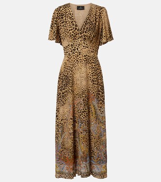 Paisley leopard-print midi dress | Etro