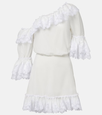 Embroidered ruffled cotton poplin minidress | Saint Laurent