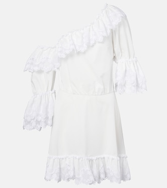 Embroidered ruffled cotton poplin minidress | Saint Laurent