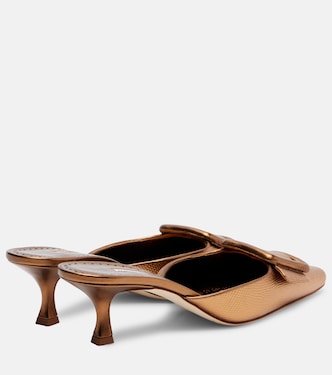 Maysale 50 metallic leather mules in gold - Manolo Blahnik | Mytheresa