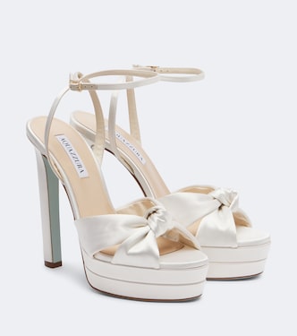 Bridal Cupid 130 silk satin platform sandals | Aquazzura