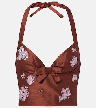 Embellished halterneck crop top | Shushu/Tong